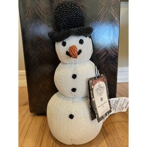 John Derian for Target 13.5" Snowman‎ Beaded Holiday Winter Pillow